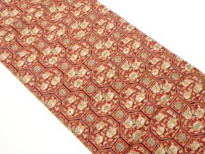 蜀江文に牡丹模様織出し名古屋帯